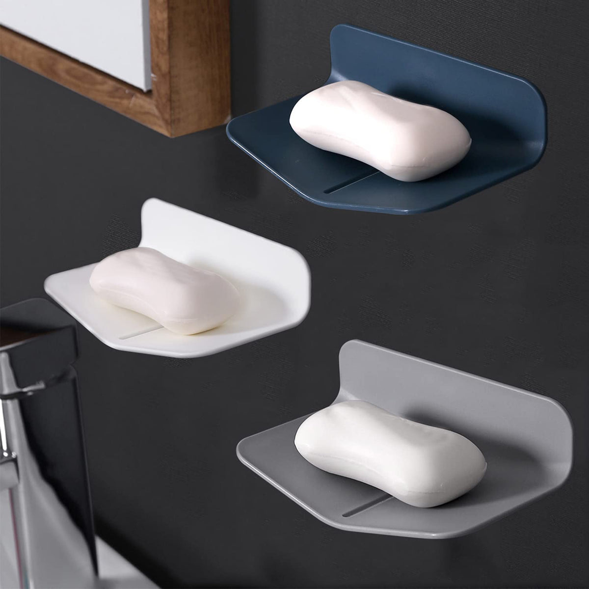 Soap Dishes for Bathroom with Drainage Shower Soap Holder with Self-draining V-shaped Soap Saver for Shower. White, 2