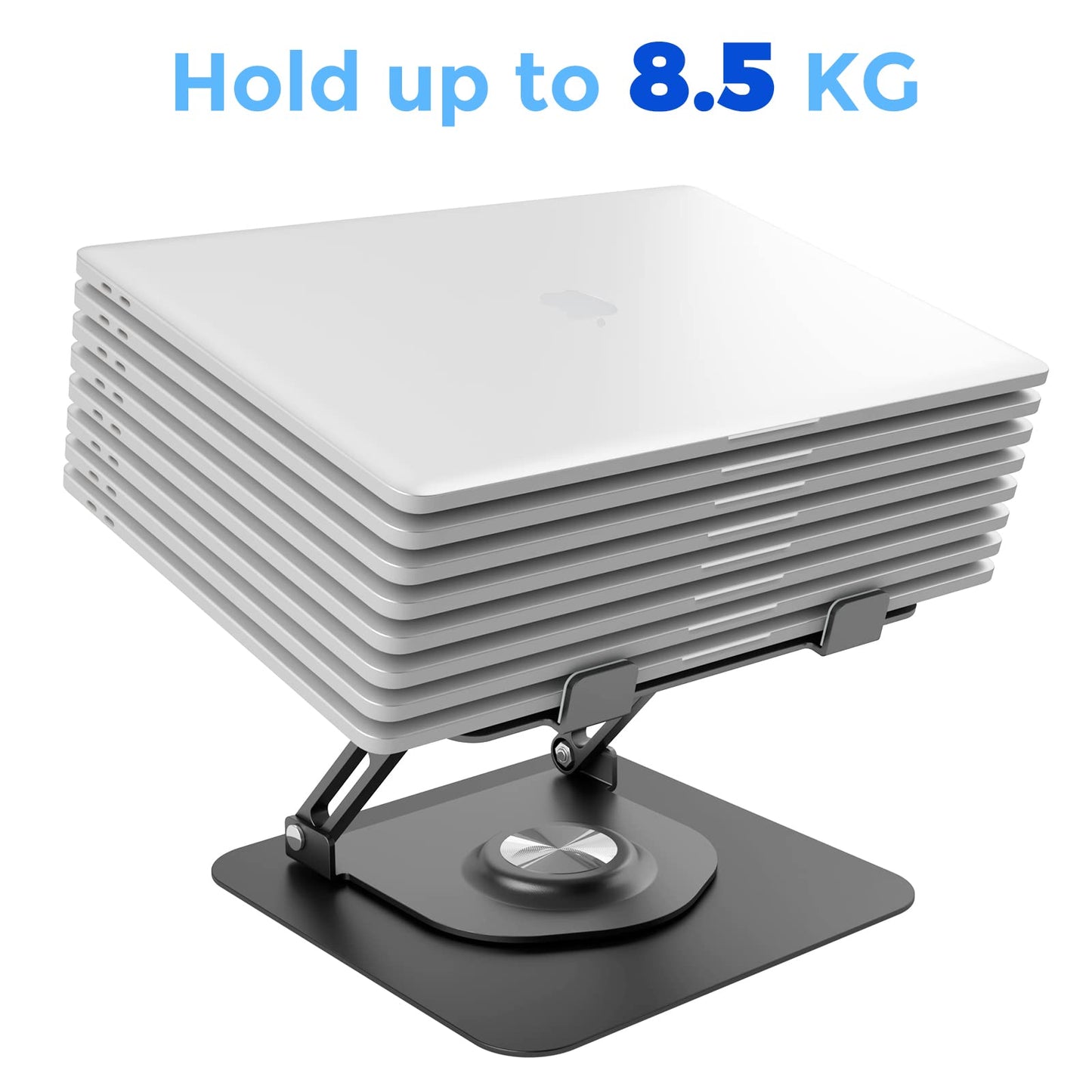 Swivel Laptop Stand for Desk, Adjustable Height Aluminum Computer Stand with 360 Rotating Base, Foldable Ergonomic Riser