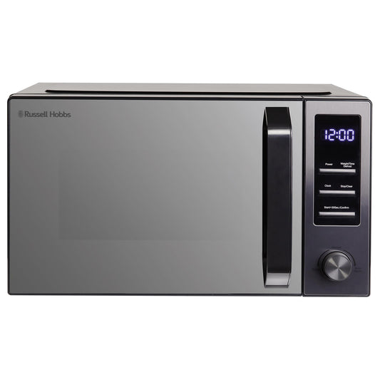 Russell Hobbs Digital Microwave 23 Litre 900W Dark Steel with 8 Auto Cook Menus & Defrost Function, 5 Power Levels, Integrated Timer, Mirror Door &