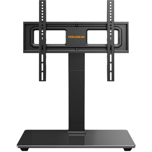 Perlegear Universal Swivel TV Stand for 32?70 inch TVs, Height Adjustable Table Top TV Stand Mount with Tilt, Tempered Glass Base, Holds up to 88 lbs,