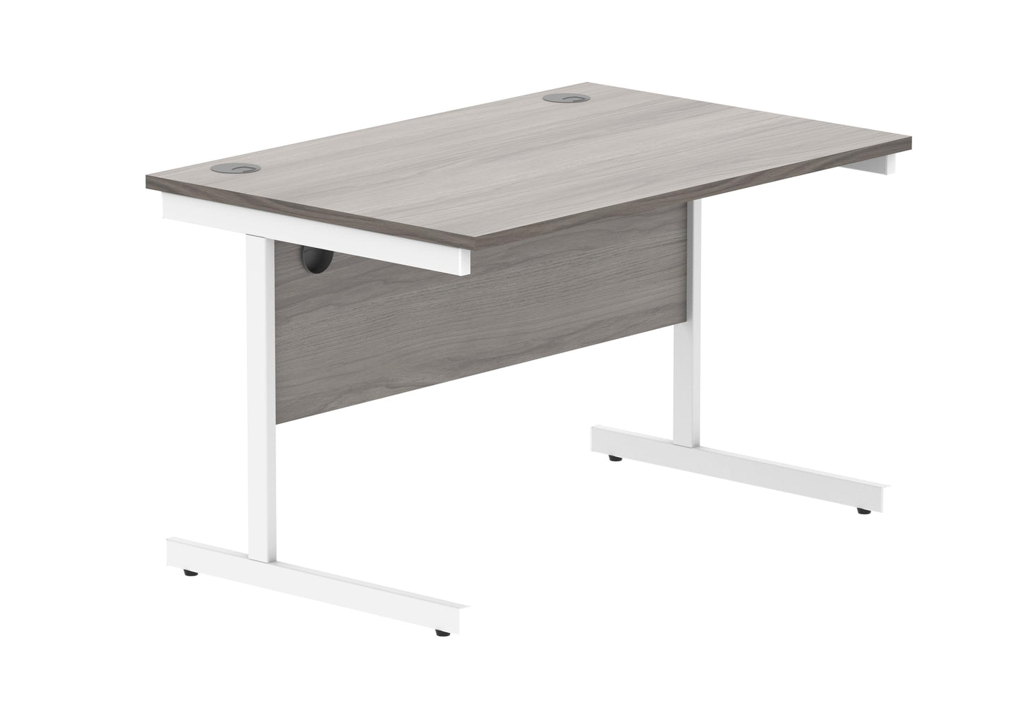 Office Hippo Essentials Rectangular Writing Computer Work Place, Home Office Desk with Cable Port Management, MFC, Alaskan Grey Oak, 120x80cm