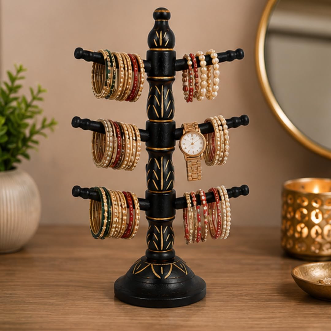 BIGNAY Wooden Bangle Stand Organizer | Bracelet & Watch Display Holder | Jewelry Storage Rack for Dressing Table, Home & Retail Display