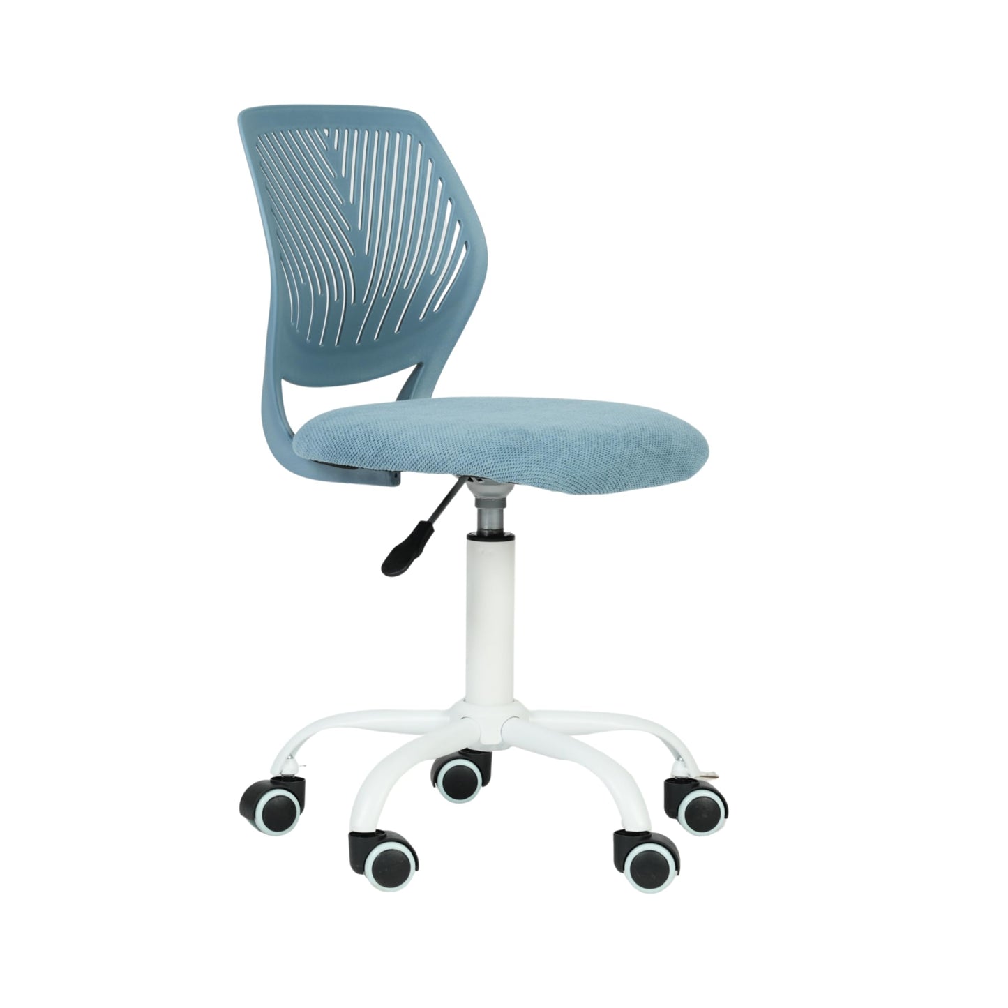 FurnitureR Ergonomic Adjustable Height Turner Rolling Computer Executive Chair for Home Office Study Pale Blue, Metal Plastic, 38CM x39CM x75-85CM