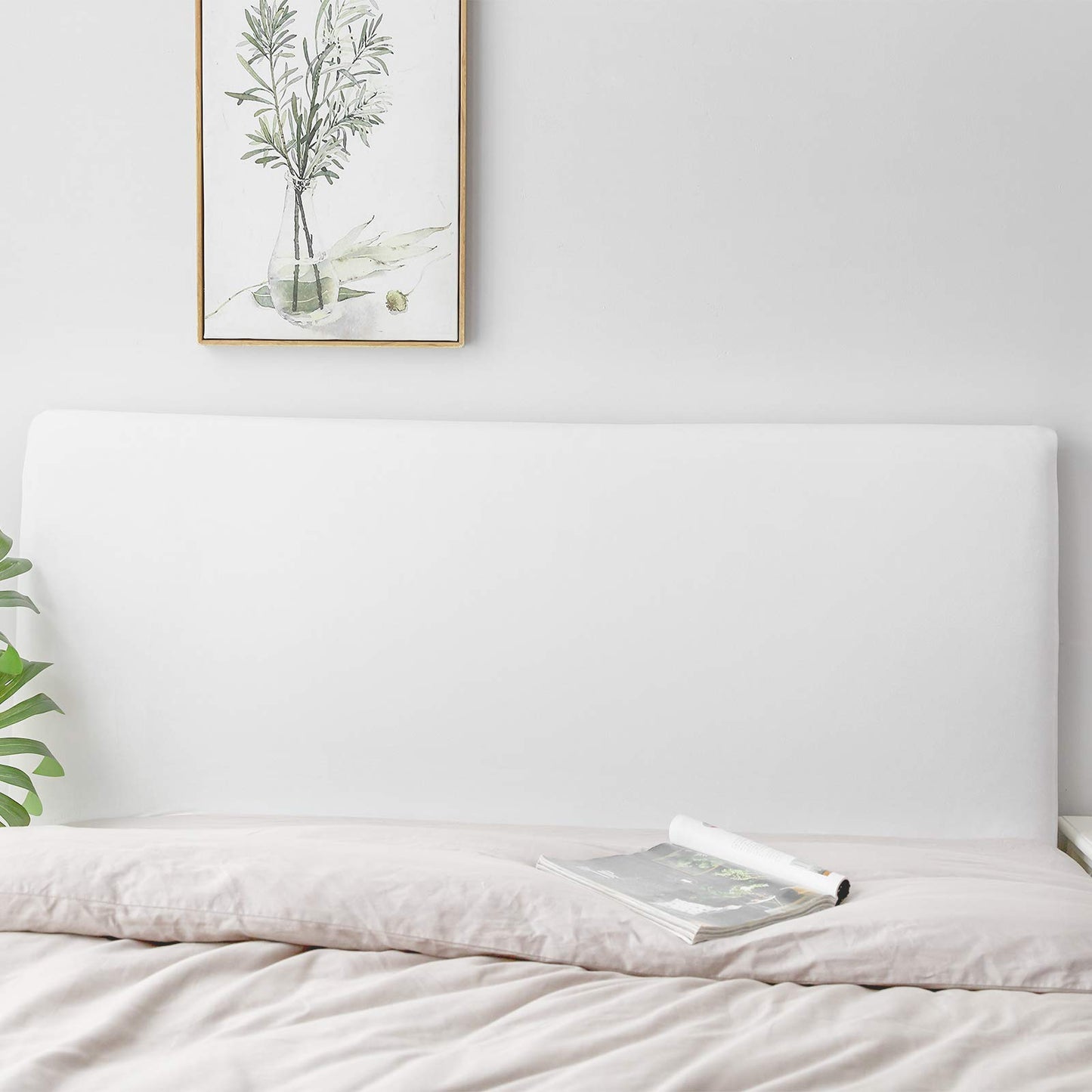 DUJUIKE Headboard Slipcover for Queen Bed, Stretch Bed Headboard Cover, Dustproof Protector Cover for Linen Tufted Upholstered