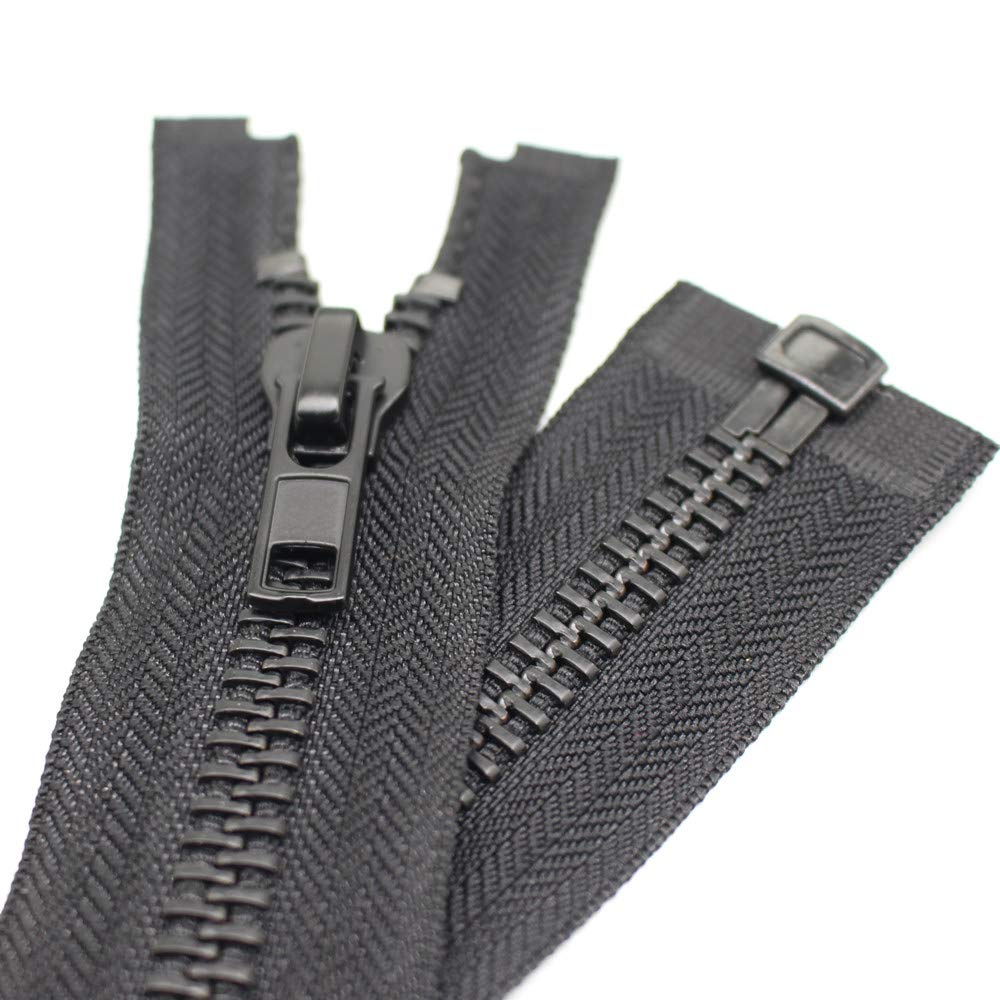 YaHoGa 38 cm #10 Large Zip Metal Zip Separable Zip for Coat, Jacket Black