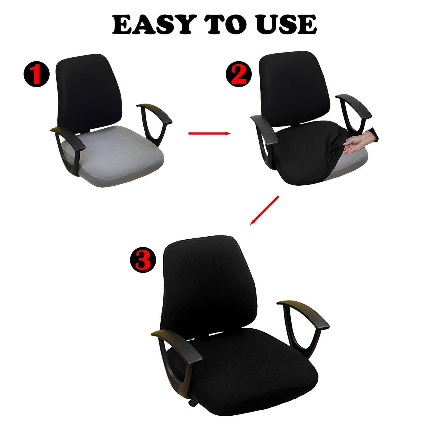 Wvbzf 2Pcs Office Chair Cover, Removable Washable Desk Chair Cover, Stretch Chair Sea Cushion Protector Computer Chair Cover