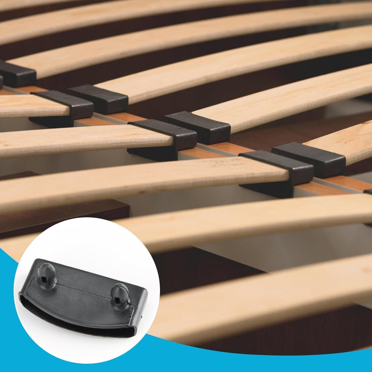 12 PCS Plastic Bed Slat Holders, Bed Slat Caps, Reusable Plastic Beds Slat Holders, Easy to Install for Single, Double and King Size BedsBlack