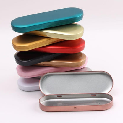Aoktorkit 1PCS Metal Tin Box Container, 17.5x6x1.8cm Oval Empty Mini Storage Box Portable Storage Container with Lid for Small Items, Gold