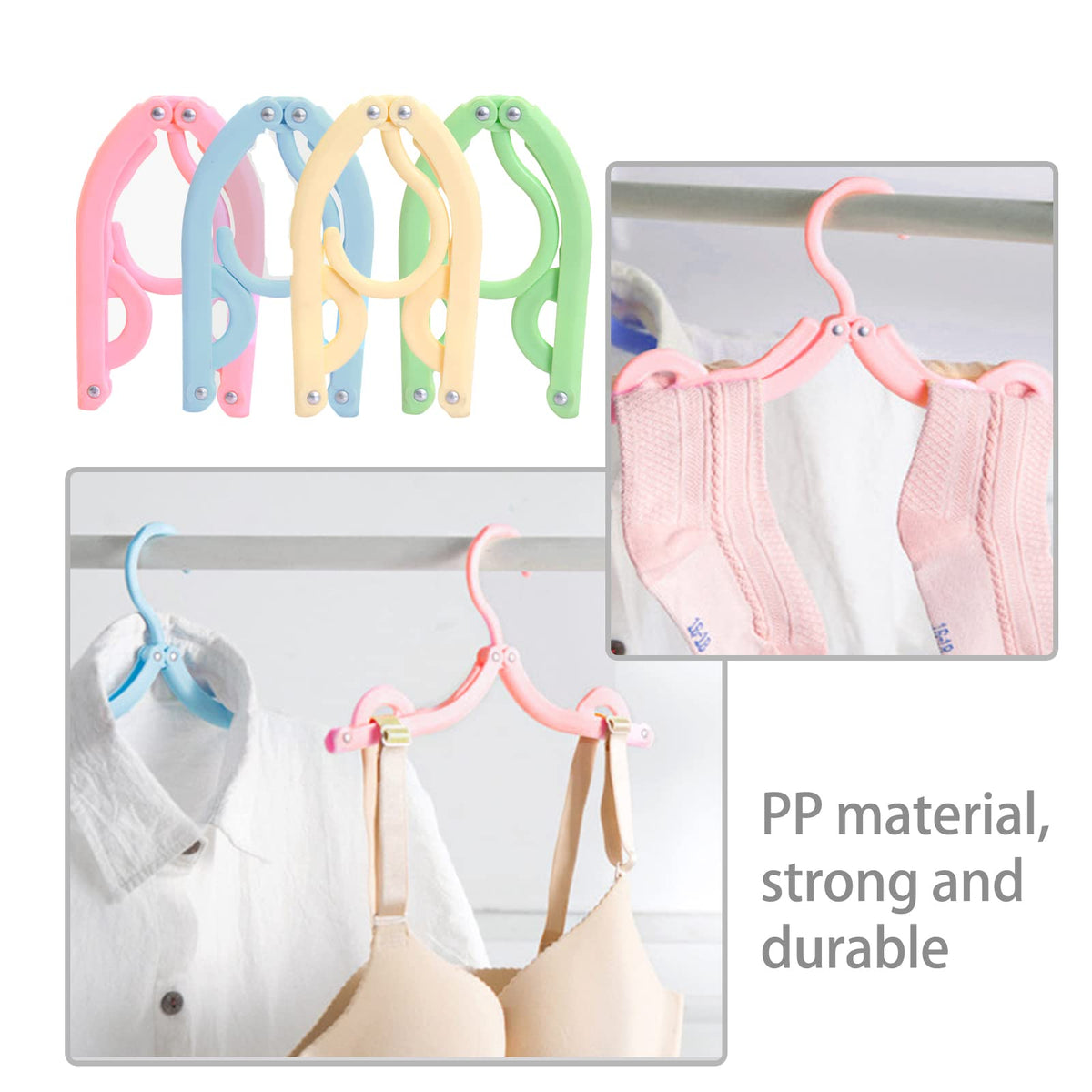Travel Hangers Foldable, 16 PCS Folding Clothes Hangers Portable Plastic Non-Slip Coat Racks Multifunction Travel Accessories for Home Hotel