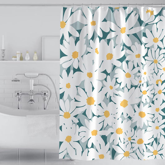 Tennove Shower Curtain 180 x 200cm Flowers Thick Polyester Fabric Mildew Resistant Shower Curtain Liner for Bathroom Decor Waterproof Bath Curtain