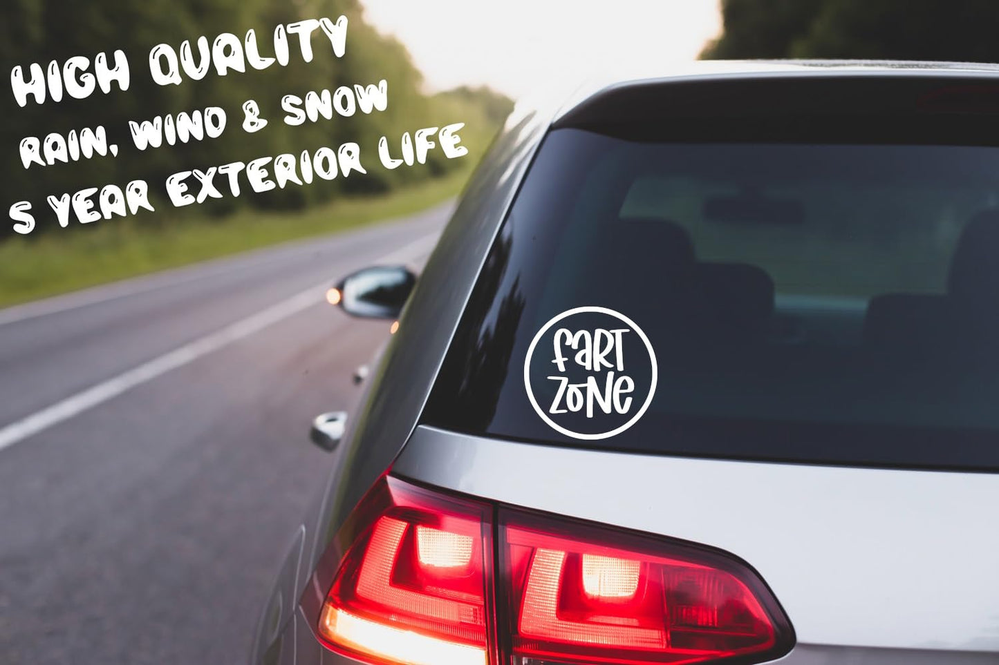 Fart Zone Cute Stickers - Bathroom Décor - Toilet Sticker - Waterproof, Toilet Lid Decal - Bathroom Wall Art - Funny Car Decal (White)