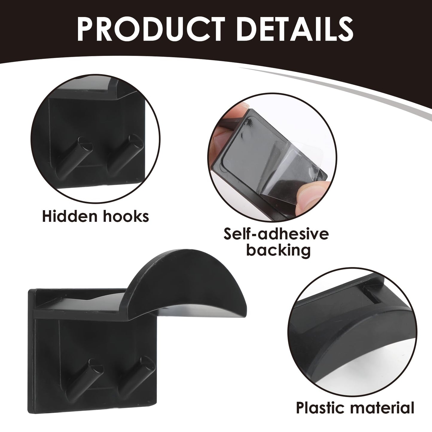 Kasoud Adhesive Hat Hooks for Wall Mounted, 10 PCS Hat Storage for Baseball Caps, Baseball Caps Hat Holder