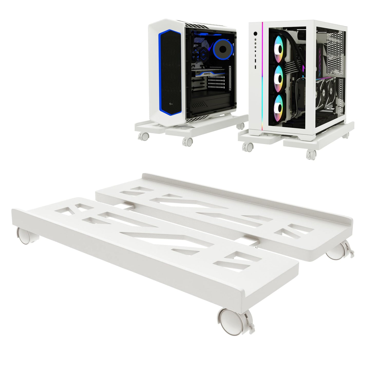 Hmfmdy CPU Stand for PC, Desktop Computer Tower Stand, Adjustable CPU Holder, Universal Mobile PC Stand with Rolling Lockable Castors