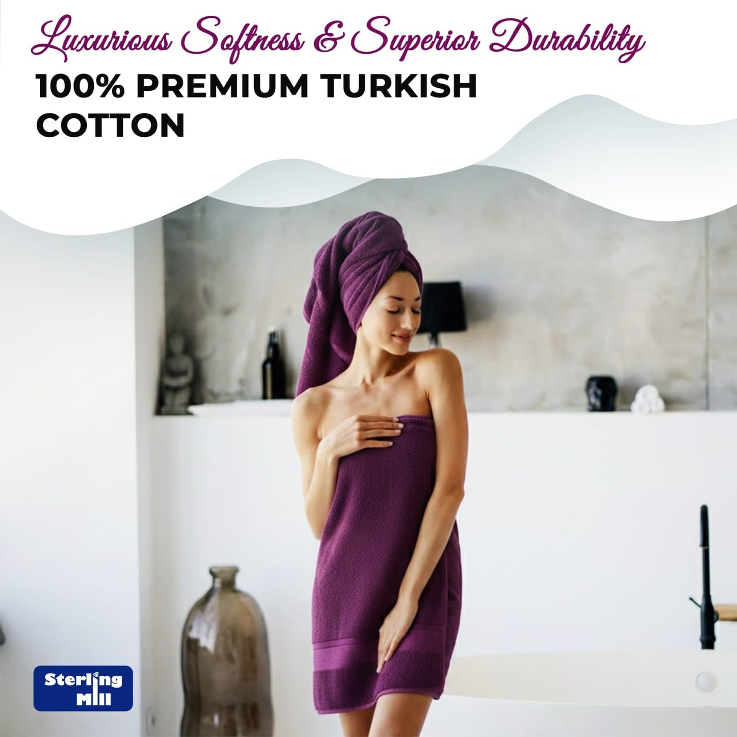 Sterling Mill 600 GSM Turkish Cotton Hand Towel 2-Pack – Aubergine