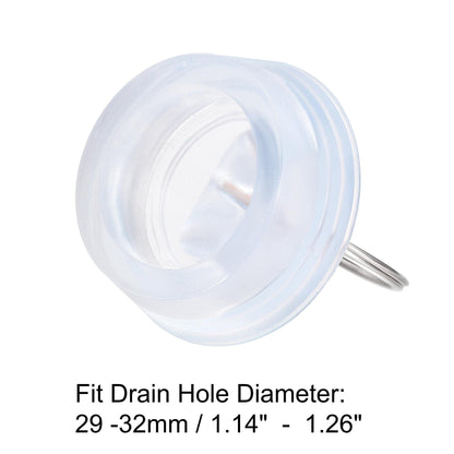 sourcing map Rubber Sink Plug, Drain Stopper Clear Blue Fit 29-32mm with Hanging Ring for Bathtub Kitchen and Bathroom 2 Pcs