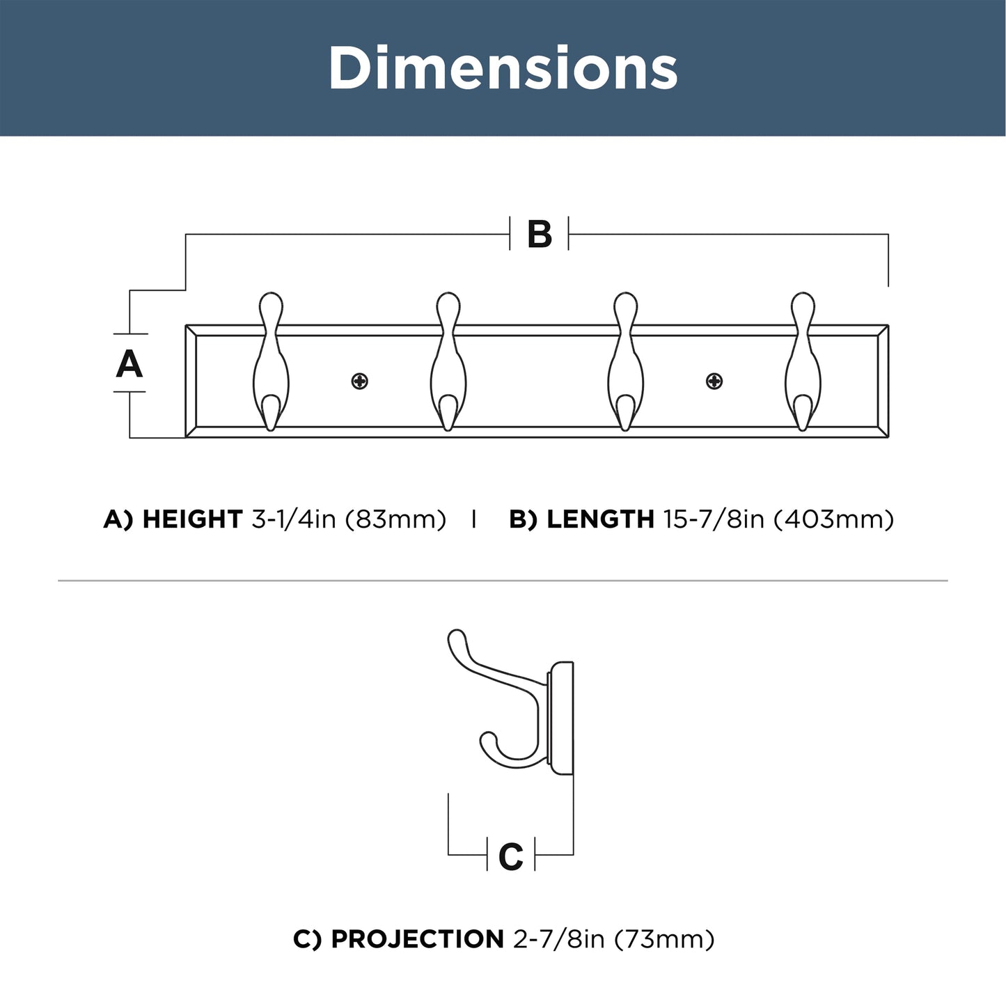 Franklin Brass Casual Curve Wall Mounted Pure White 16 in. Coat Rack, 4 Nickel Hooks, B46717K-PMN-C
