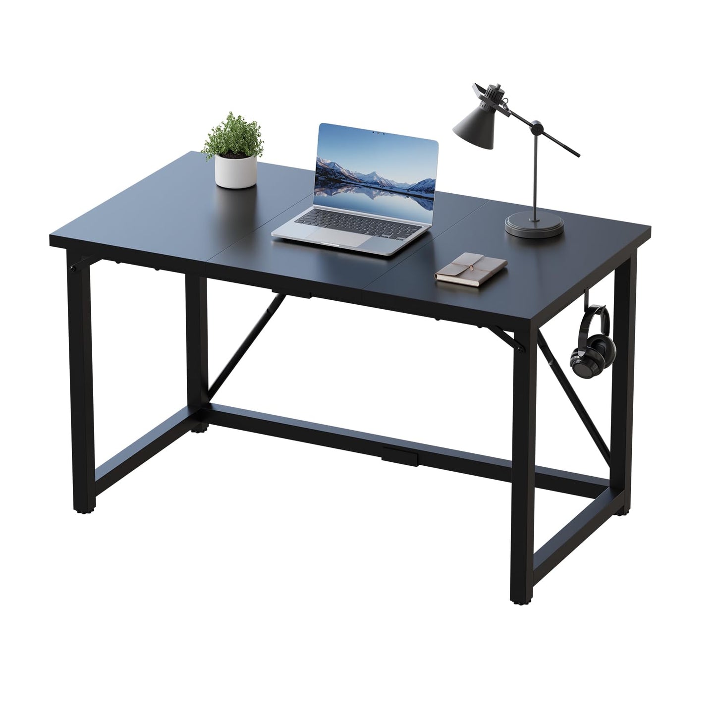 JUMMICO 120×50cm Computer Desk, Compact Home Office Writing Desk, Study Laptop Workstation for Limited Space, Quick Assembly, Metal Frame, Black