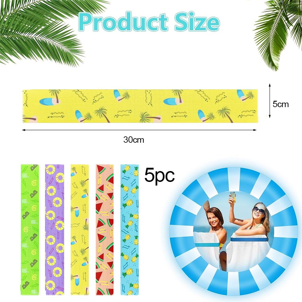 Towel Bands for Beach,5 Pack Beach Towel Bands for Sun Loungers,Elastic Bands for Sunbed Towel,Windproof Sun Lounger Straps for Pool Beach