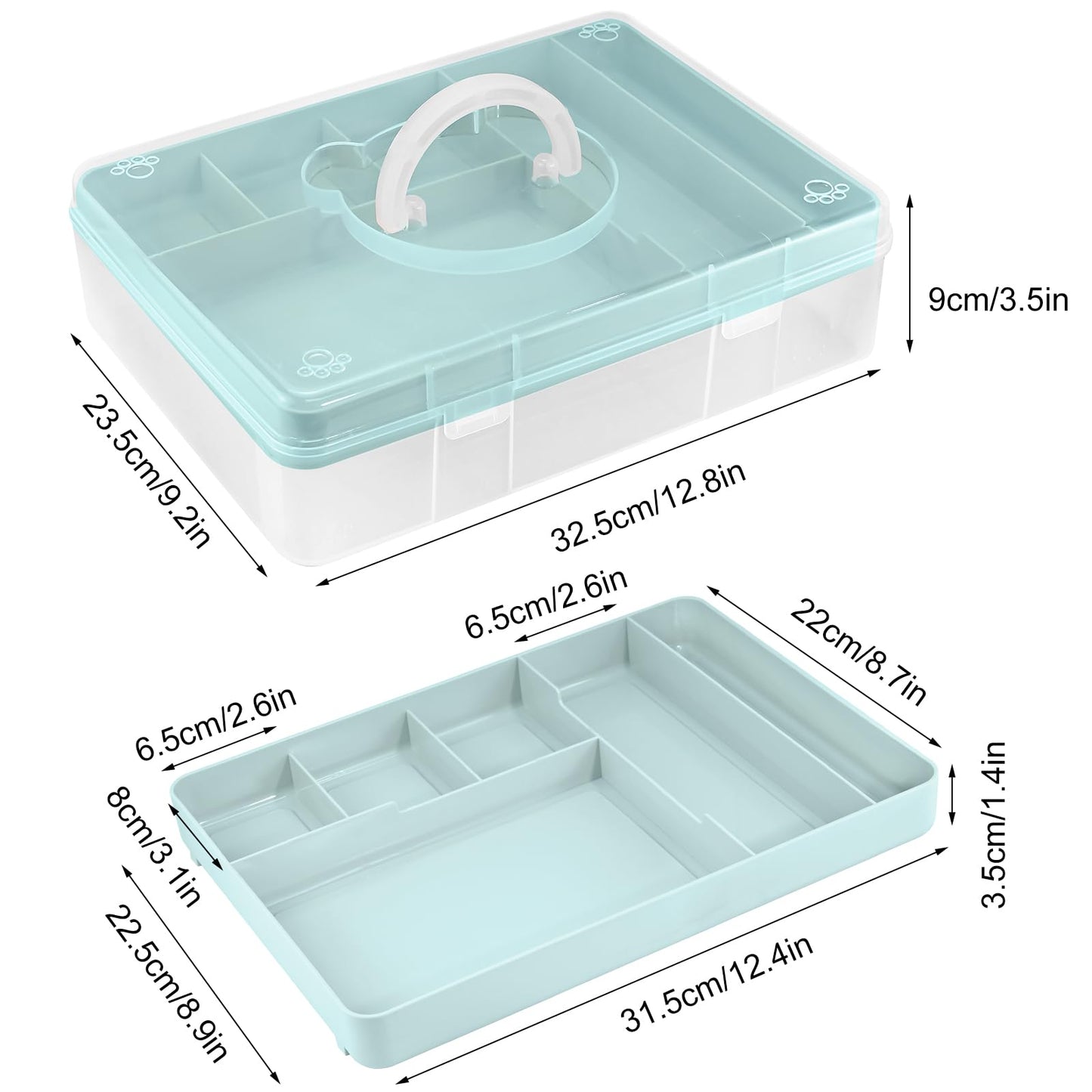 Craft Storage Box Clear Craft Stackable Large Sewing Box with 7 Compartment Tray Large Capacity for Medications, Sewing Supplies