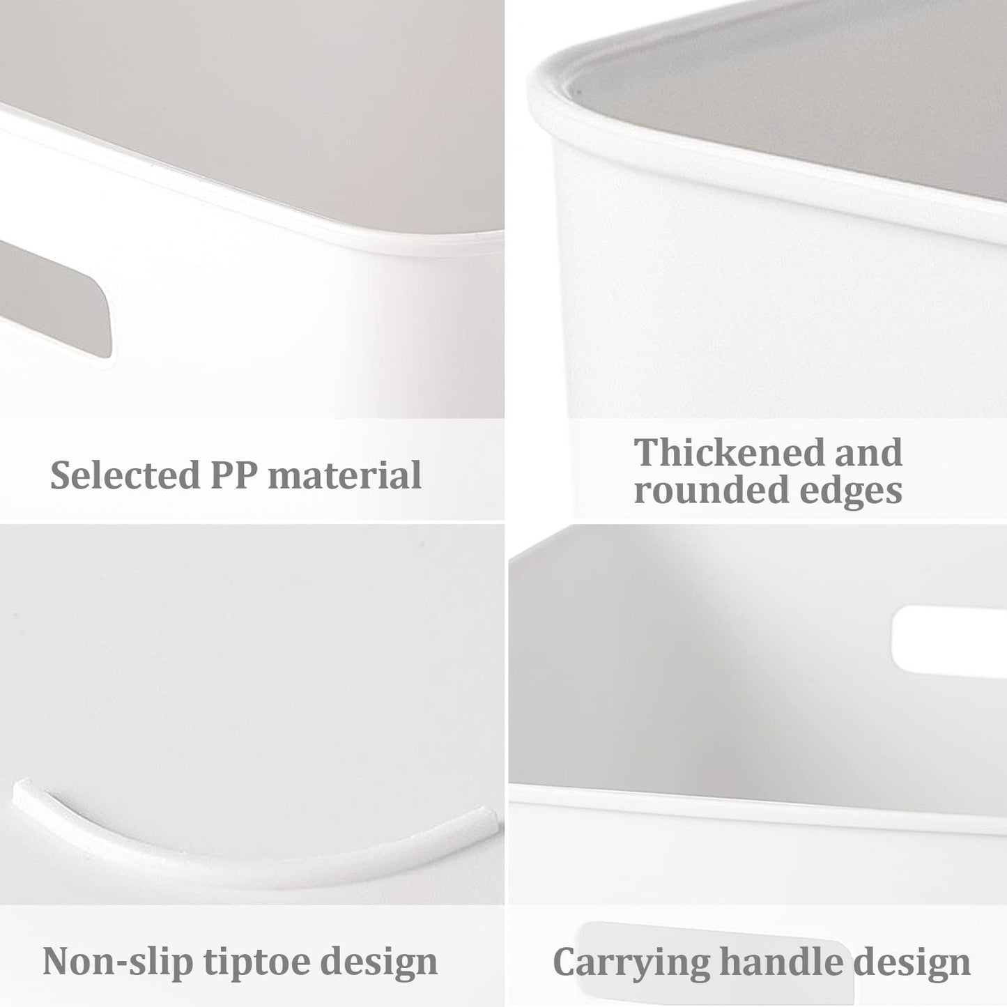 Fizleca 3 Pcs White Storage Baskets, Stackable Plastic Bathroom Organiser Boxes with Handles for Kitchen