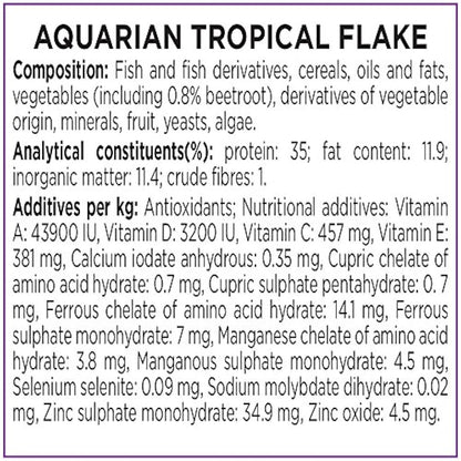 AQUARIAN Complete Nutrition, Aquarium Tropical Fish Food Flakes, 25g Container