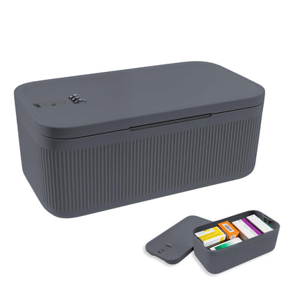 QINGLANG Small Lockable Storage Box with Combination Code 24x13x9.6cm Portable Medication Lock Box Phone Jail