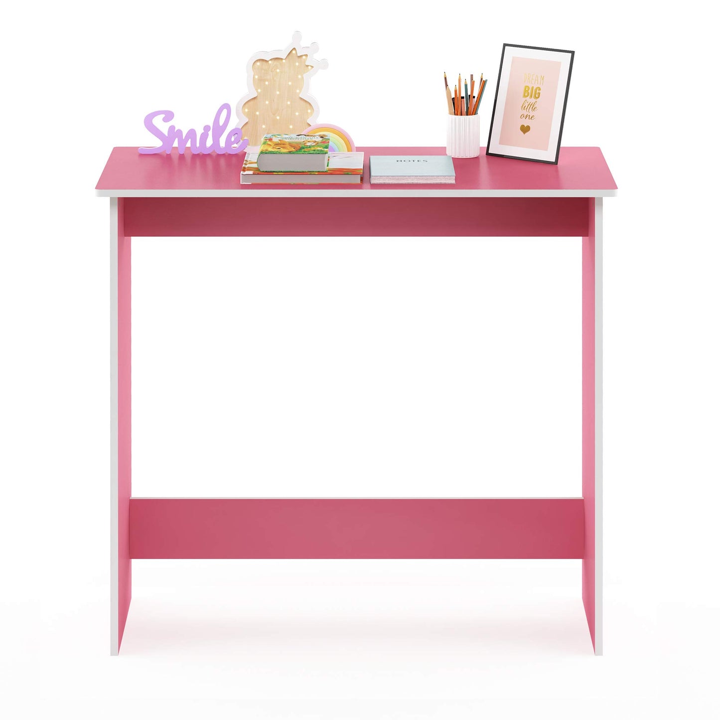 Furinno Simplistic Computer Desk, Study Desk, Writing Desk, Pink/White,39.1 (D) x 79.5 (W) x 75.7 (H) cm