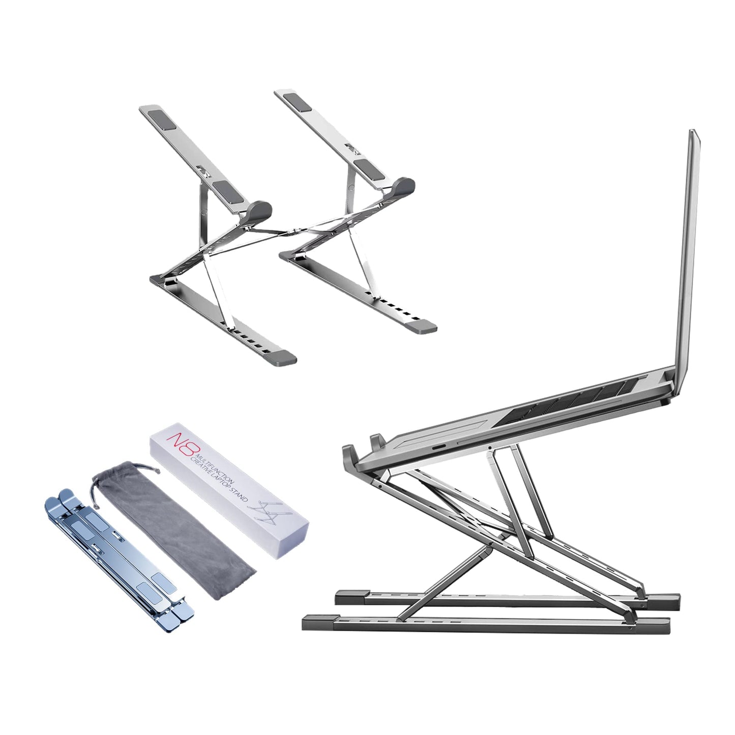 S SHARKSPEED Laptop Stand, Portable Laptop Holder Riser, Foldable Computer Stand for Desk, Aluminum 9+7 Levels Adjustable Notebook PC Stand