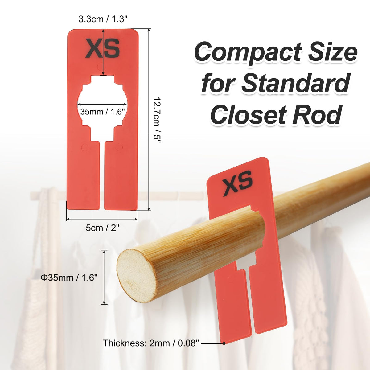 PATIKIL Clothes Dividers for Hanging Clothes, 40 Pack 8 Sizes Rectangle Pre-written Clothing Rack Dividers Size Mark Label Sorting Separator for
