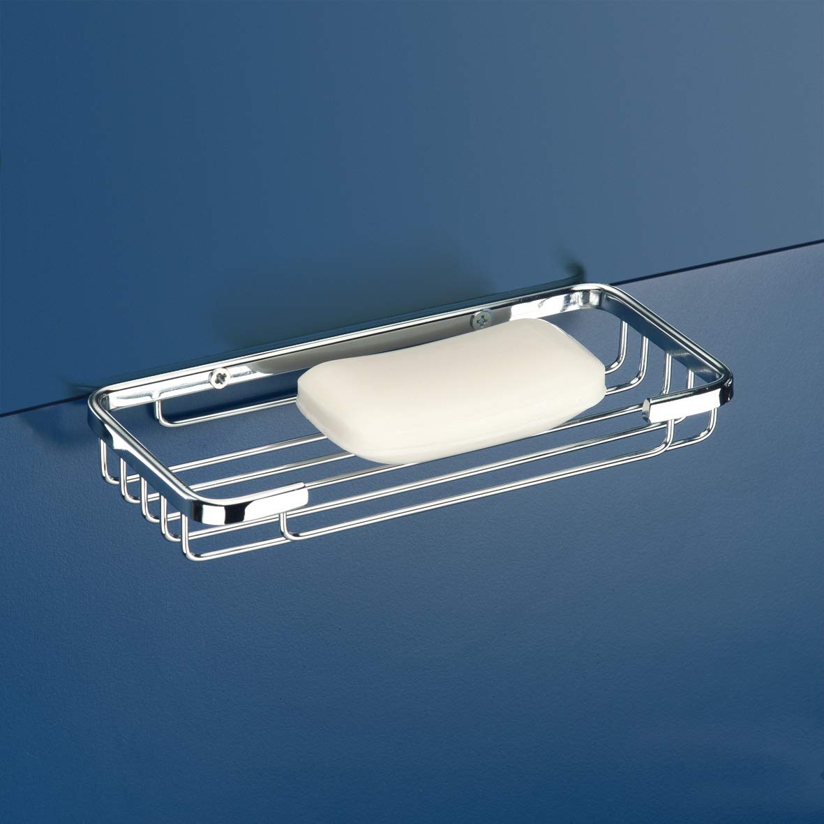 TATAY - Krom rectangular bath & shower basket with front opening. Stainless steel and brass.