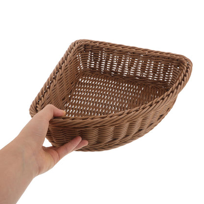 TOYANDONA Woven Corner Triangle Storage Basket for Wardrobe and Bathroom Organizer Bin, 24.5Cm Radius Fan-Shaped Shelf Organizer Basket for Cosmetics