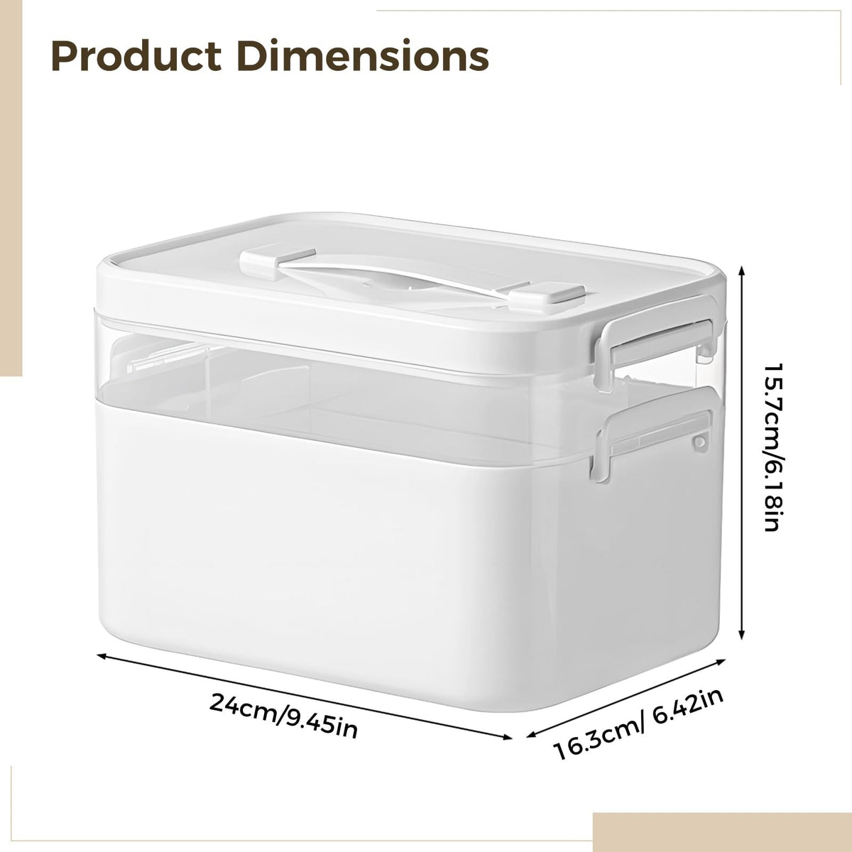 YOFAPA Medicine Storage Box with Lockable Lid, 2-Layer Medicine Organiser Box, Multi-Compartment DesignPortable Handle