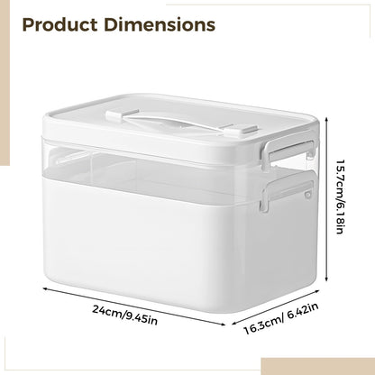 YOFAPA Medicine Storage Box with Lockable Lid, 2-Layer Medicine Organiser Box, Multi-Compartment DesignPortable Handle