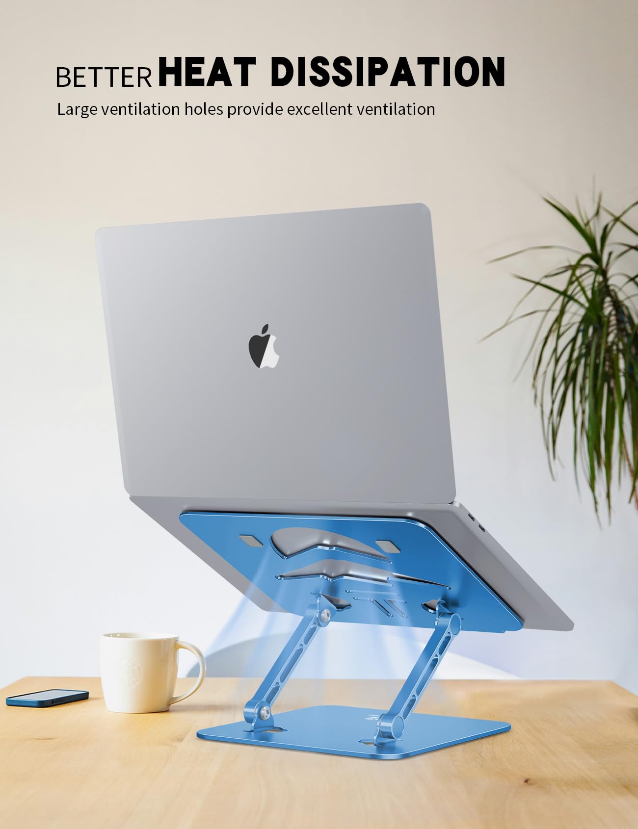 Tobeoneer Aluminum Adjustable Laptop Stand for Desk,Foldable, 10-16"