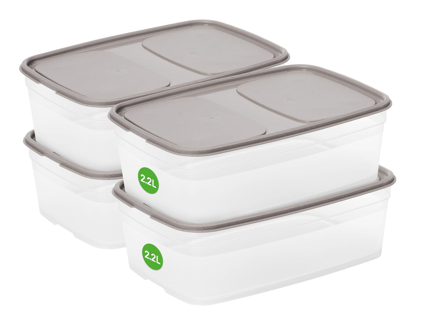 SmartStore Leakproof Food Storage Container 2,2L - Set of 4 | Dishwasher, Fridge, Microwave Safe | Lunch Box Meal Prep | Food Approved, BPA Free