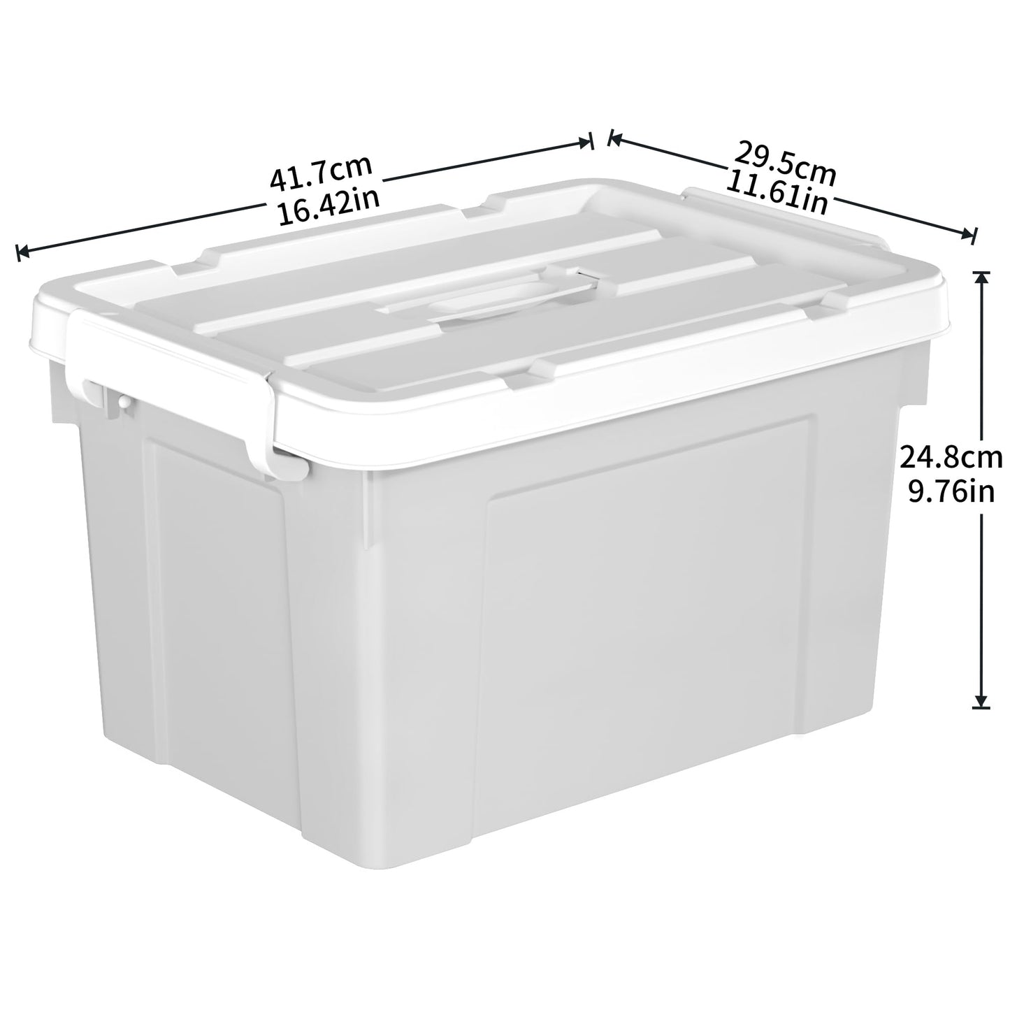 Cetomo 20L*4 Storage Boxes, Carry Plastic Storage Box with Lids, Organizing Container with Handle and Secure Latching Buckles, Stackable, Nestable