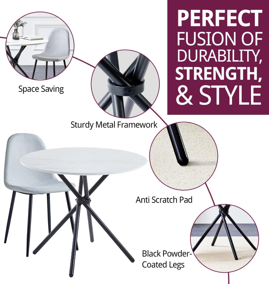Hallowood Furniture Cullompton Small Space Dining Table and Chairs Set 2
