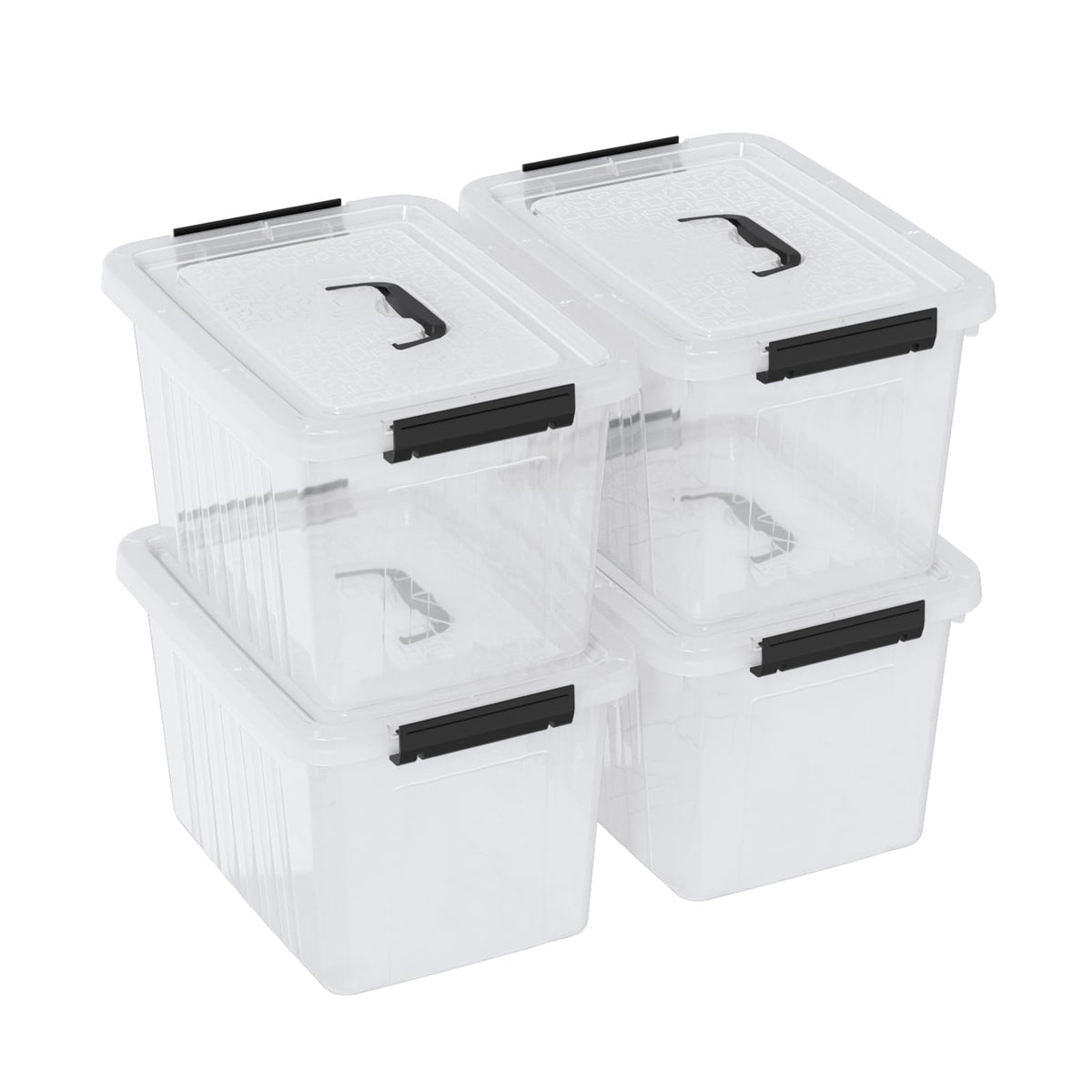 Dynko 4-pack 10 Liters Plastic Storage Boxes, Clear Boxes with Lids
