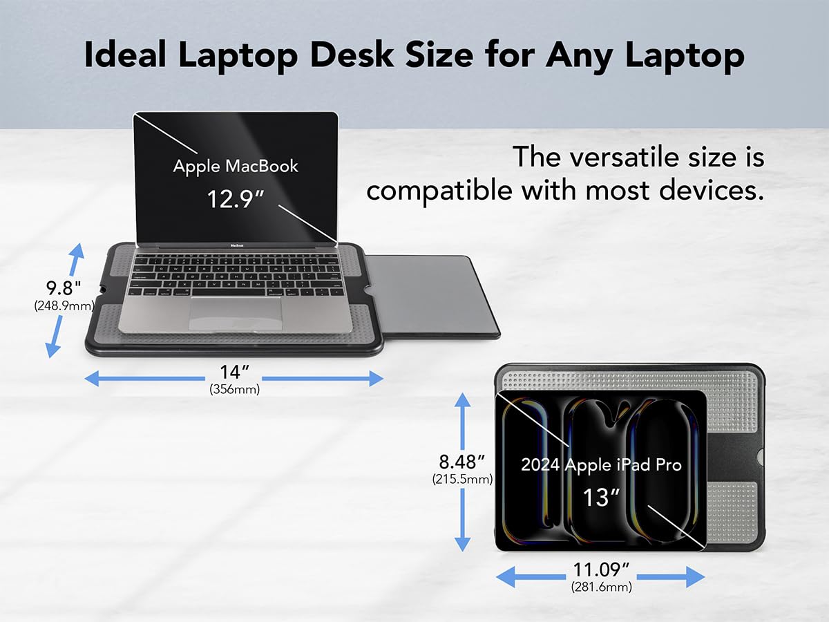EHO Laptop Lap Pad - Laptop Stand Pad w Retractable Mouse Pad Tray, Anti-Slip Heat Shield Tablet Notebook Computer Stand Table w/Sturdy Stable Cooler