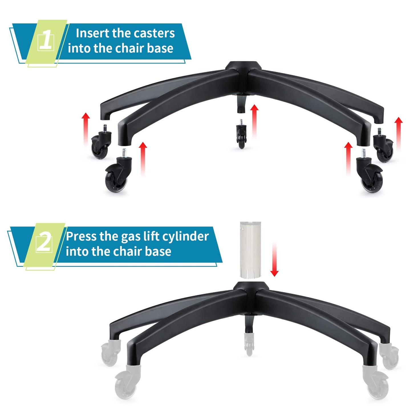 Skelang Office Chair Base 70 cm, Desk Chair Base Part with Reinforced Metal Leg, Gaming Chair Bottom Replacement