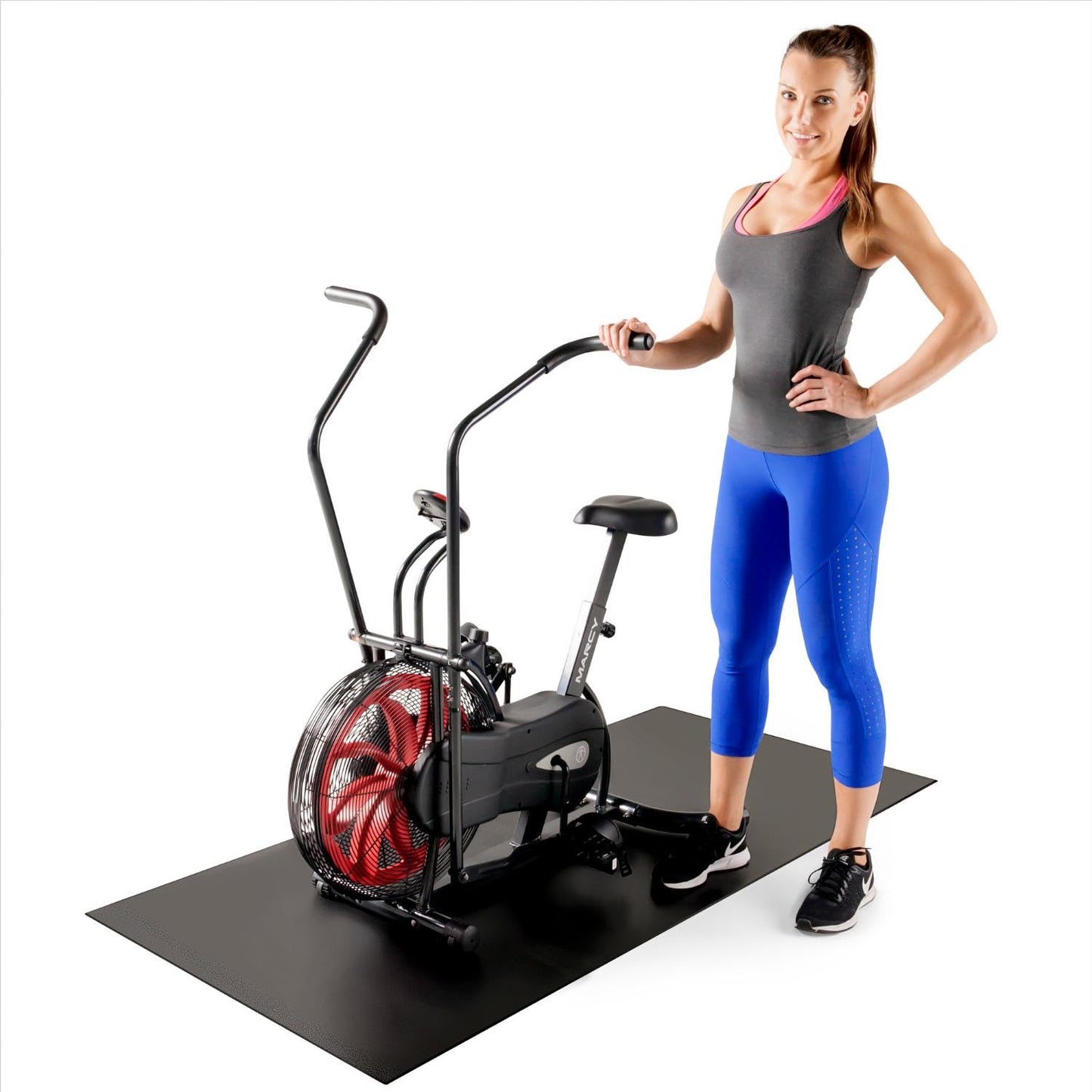 Marcy Exercise Equipment Mat, Floor Mat For Workout Equipment like Treadmill, Exercise Bike, Gym Accessories, 60 Inches long | MAT-365 Black
