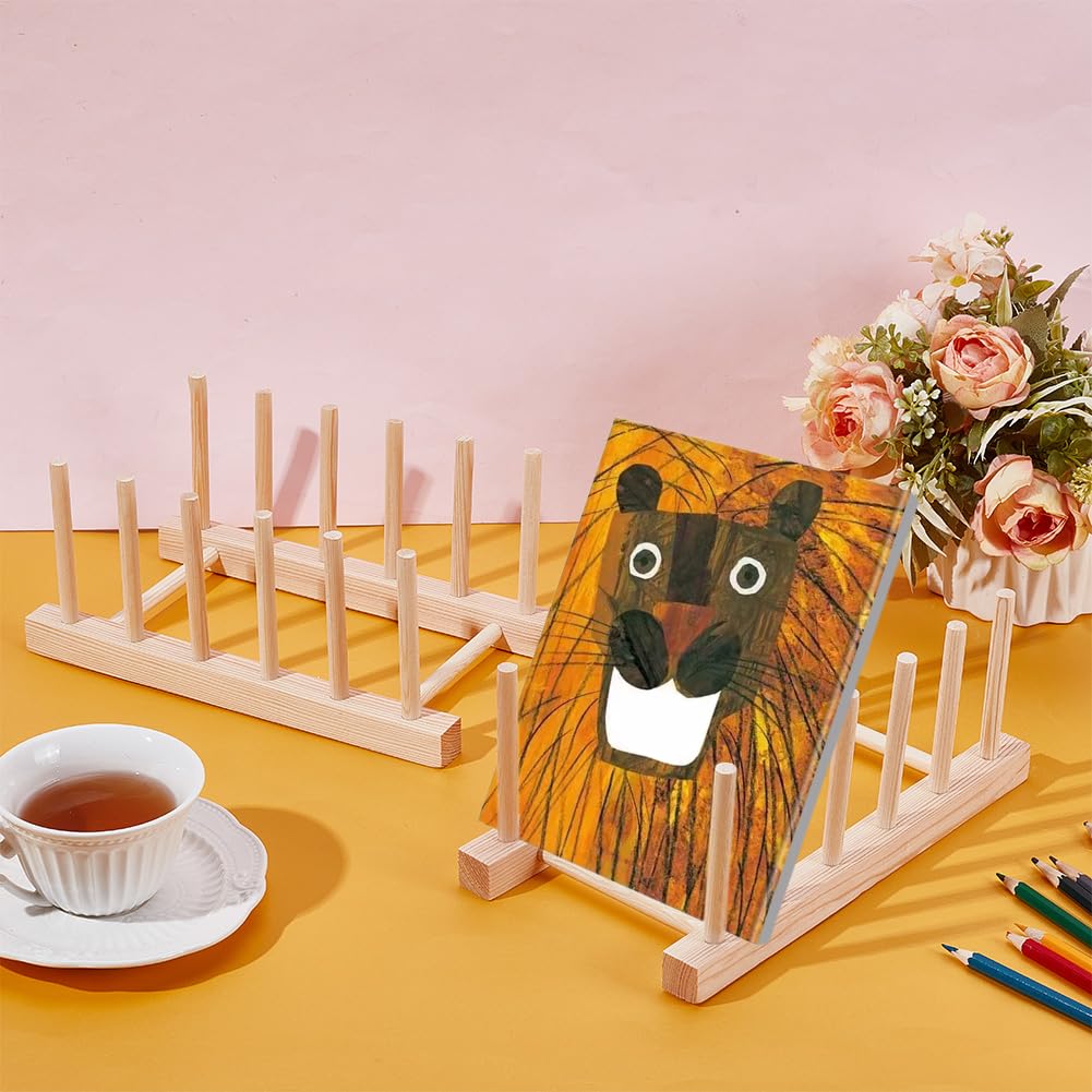 UNICRAFTALE 2 Sets Wooden Bookshelf 5-Tier Toddler Book Display Shelves Mini Natural Wood Color Book Display Stand Holder for Magazines Rooms Nursery