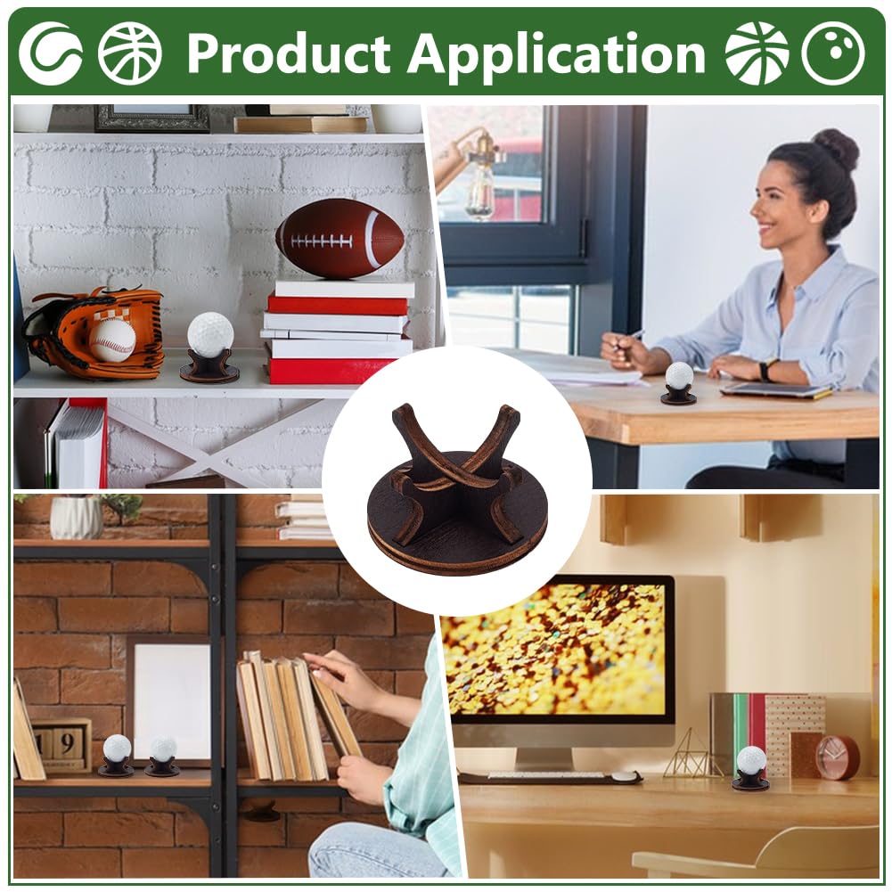 NBEADS 4 Pcs Wooden Golf Display Stands, 5.5x2.95cm Coconut Brown Ball Display Holder Versatile Display Holder Set for Golf Balls Baseballs Sportss