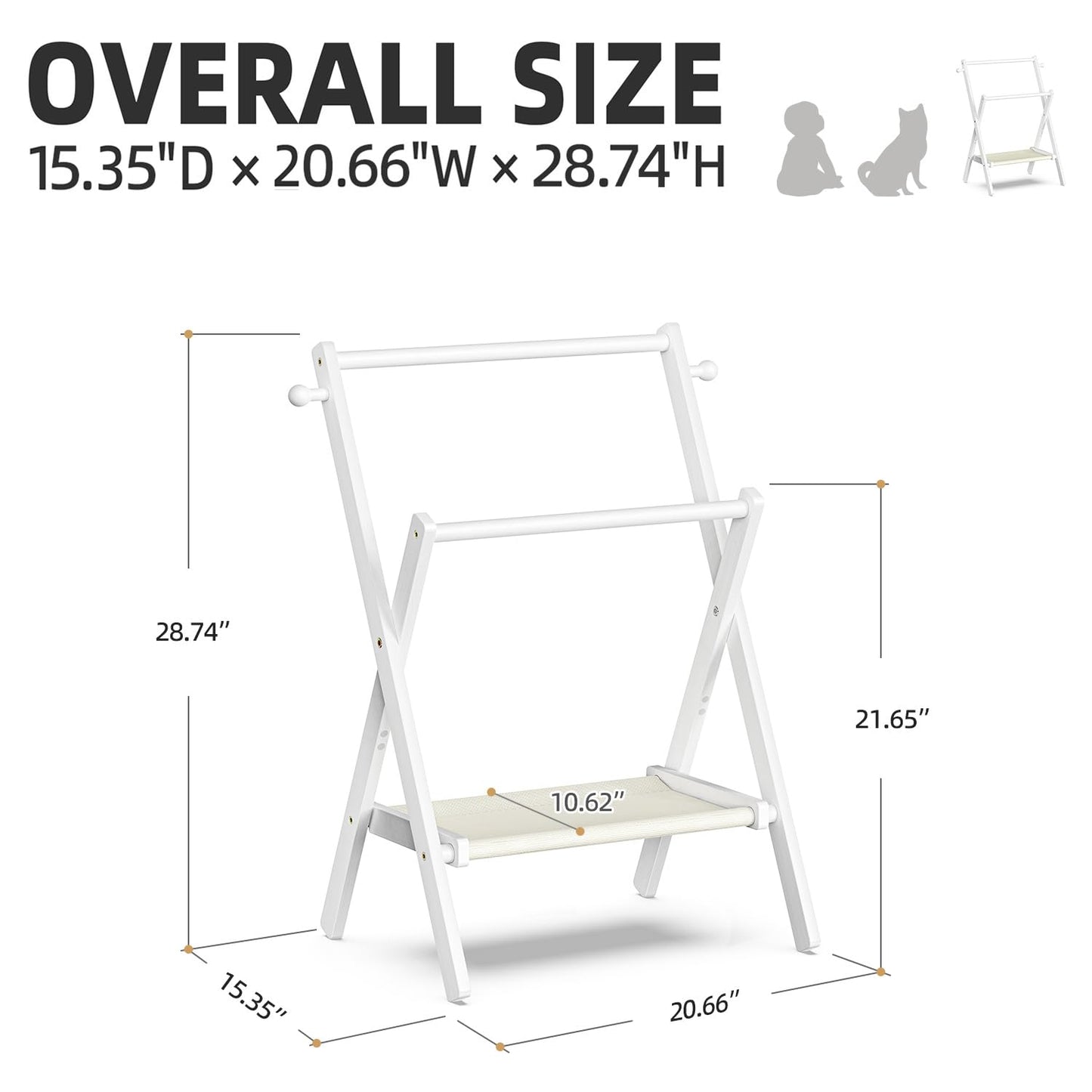 BAMBOOHOMIE Baby Clothing Rack for Baby Shower Pets Dolls, Baby Clothes Rack with Storage Shelf & Double Rods, Toddler Clothes Rack, Mini Closet Rack