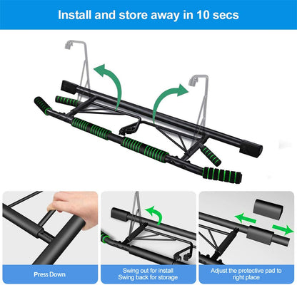 Pull Up Bar Doorway Fitness Chin-Up Bar Frame for Home Gym Exercise with Shortened Handle Bar Training Straps Set