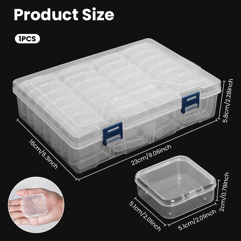 AUAUY Bead Organizer Box, 29Pcs Clear Plastic Storage Containers for Beads