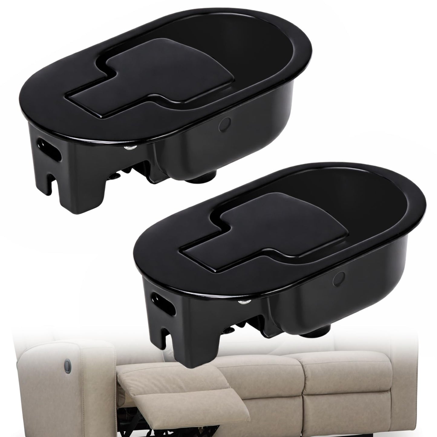 Relax Armchair and Sofa Lever, Solid Aluminium Metal Handle Black without Poweka Cable (2 Pieces)
