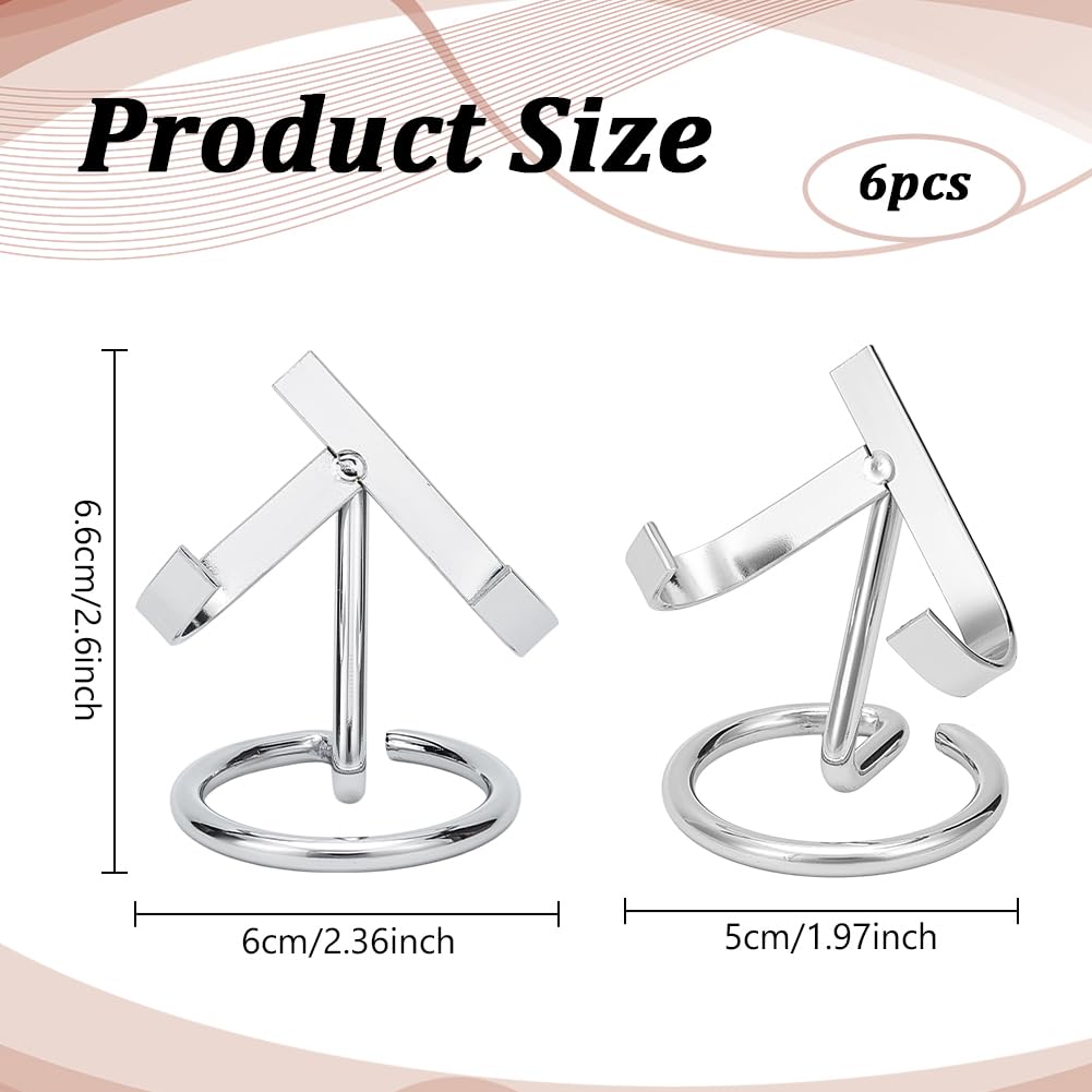 NBEADS 6 Pcs Metal Crystal Ball Holder, Platinum Iron Crystal Ball Ornament Rack Holder Metal Easel Stands for Rocks, Geodes, Decorative Display