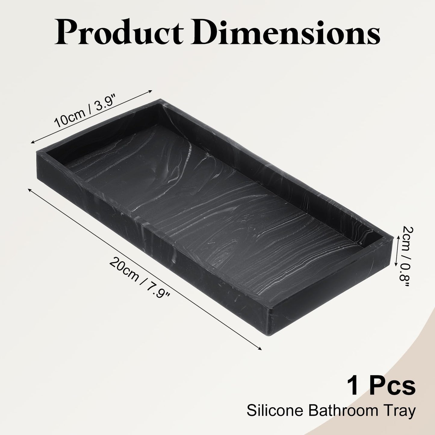 sourcing map Bathroom Vanity Tray, 7.9" x 3.9" Silicone Soap Dispenser Trays, Shatterproof Kitchen Sink Organizer for Soaps Keys Candle Trinket