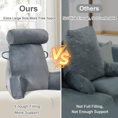 Mingfuxin Reading Pillows for Bed Sofa, Bed Backrest Pillows with Neck Arm Back Support Pillow, Adult Back Reading Cushion with Detachable Neck Roll &